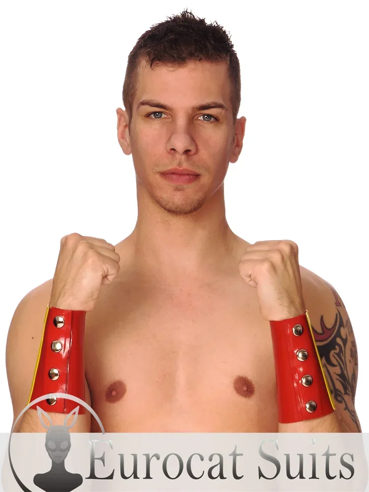 Latex Fasion Belts RubbeTrimmed Belt  perfectly A pair of short latex cuffsTrimmed Stud Cuffs Made in 1.20mm latex