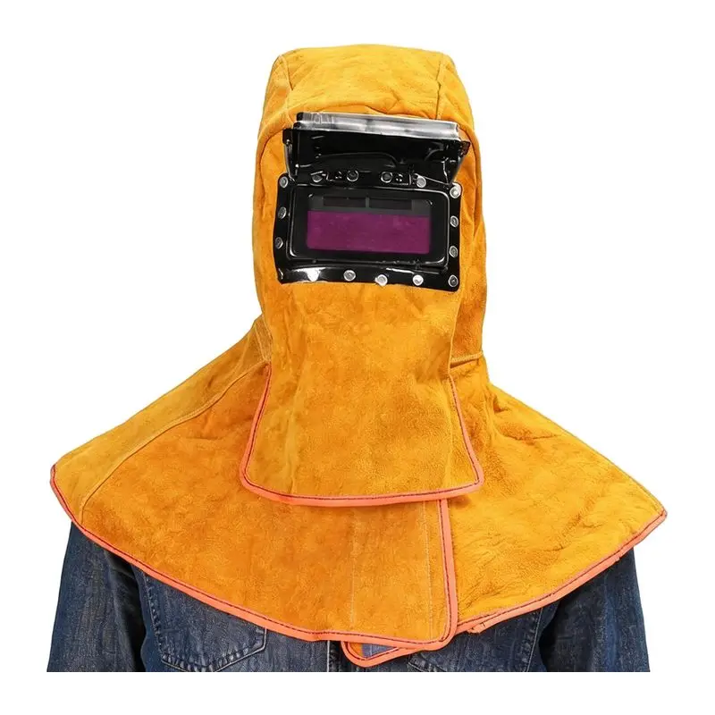 All-inclusive Cowhide Welding Mask with Ventilation Holes, Anti-scalding and Anti-burning Head-mounted Welding Helmet