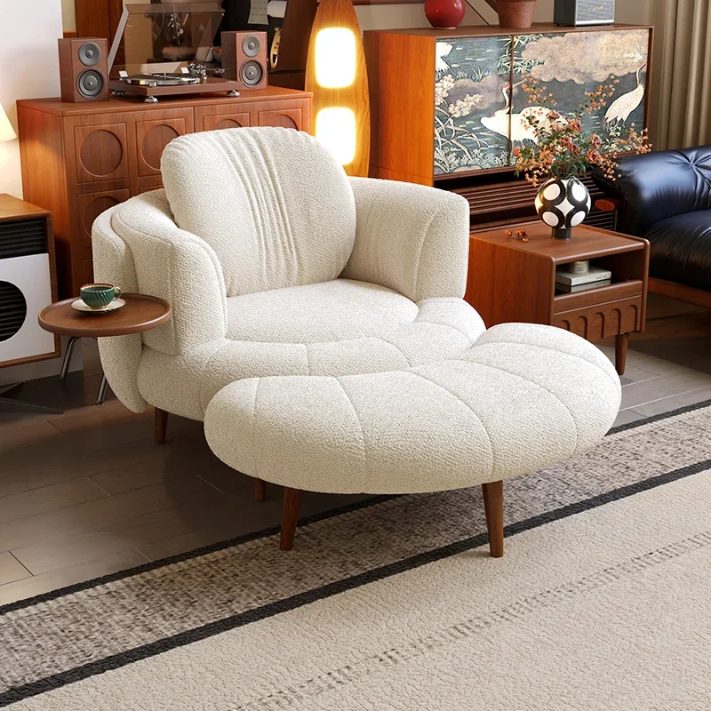 

Customizable Smile retro casual single chair walnut solid wood small apartment living room