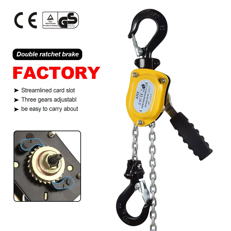High Quality 3 Ton Mini Hoist with Ratchet Parts Steel Manual Chain Block and Hand Lever Puller 250kg 500kg 1.5 Ton Capacity