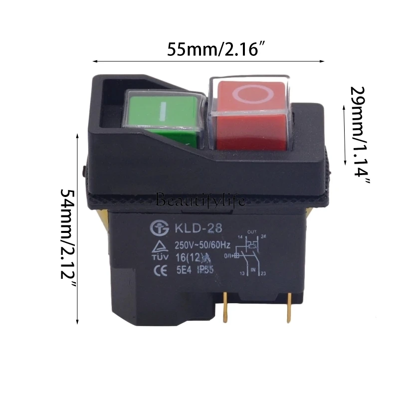 16A 4Pin Electromagnetic Pushbutton Electric Tool Stop On/Off Safety Push Button Easy Operate Dropship