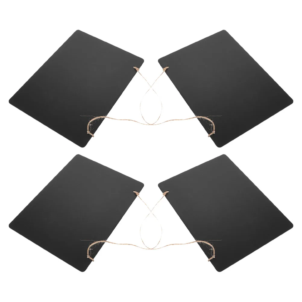 

4pcs Wooden Double Sided Chalkboard Hanging Sign Erasable Memo Board for Wedding Cafe Office Party Buffet Marker Note Writing