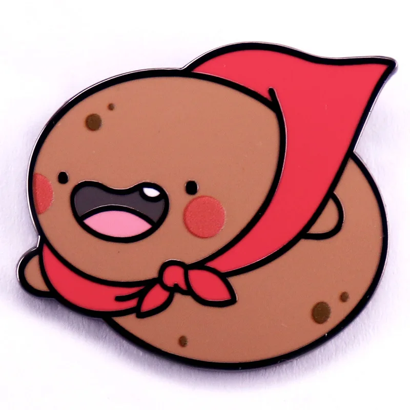 1pc Cute Hero Potato Enamel Pin - Kawaii Cartoon Design, Cheerful Vegetable Style for Daily Wear & Cute Food Lover Gifts