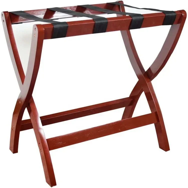 

Hotel Bamboo Folding Shelf Wooden Luggage Rack With Shoes Rack Stand