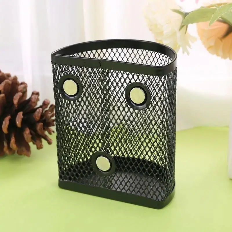 Magnetic Pencil Holder Stationery Storage Mesh Basket Desktop Pen Container Classroom Blackboard Kitchen Refrigerator Organizer