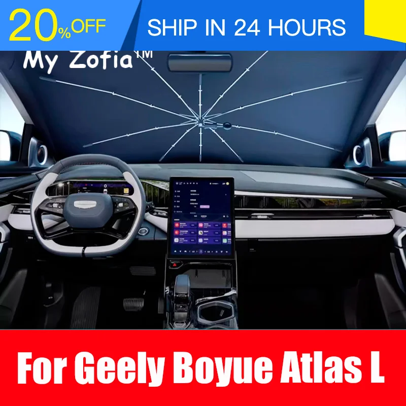 New For Geely 2023-2025 Boyue Atlas L Windshield Sunshade Foldable Umbrella amry Front Heat Insulation