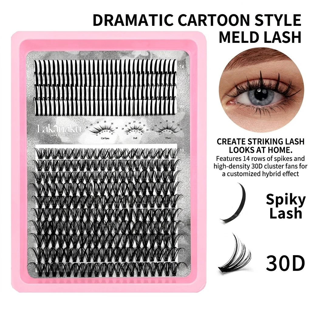 Single Cluster Manga Style Synthetic Fiber False Eyelashes for European and American Makeup