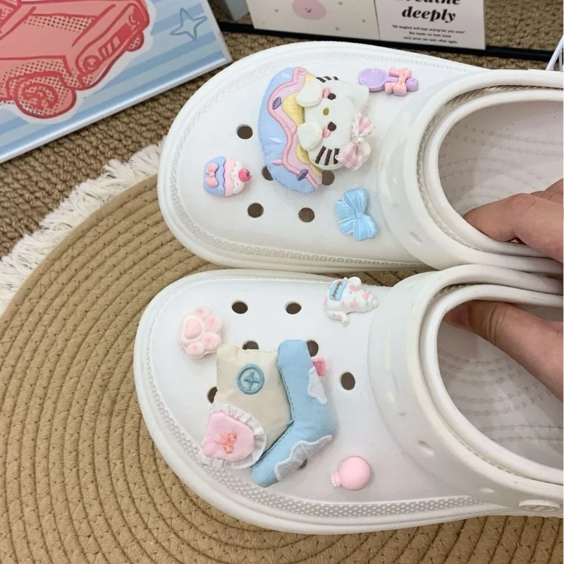 8 قطعة مجموعة الشتاء موضة Kawaii مرحبا كيتي الأحذية الزينة اكسسوارات السحر ل قباقيب الصنادل الأحذية السحر هدية فكرة لعيد الميلاد #3