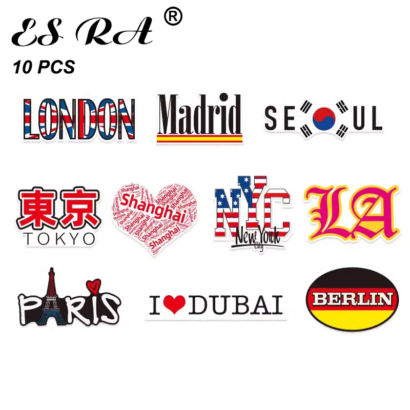 Stickers 10 Pcs/Set Cities Country Stickers Vinyl Pegatinas Decals Suitcase Laptop Pitcher Guitar Skateboard  Journal Deco