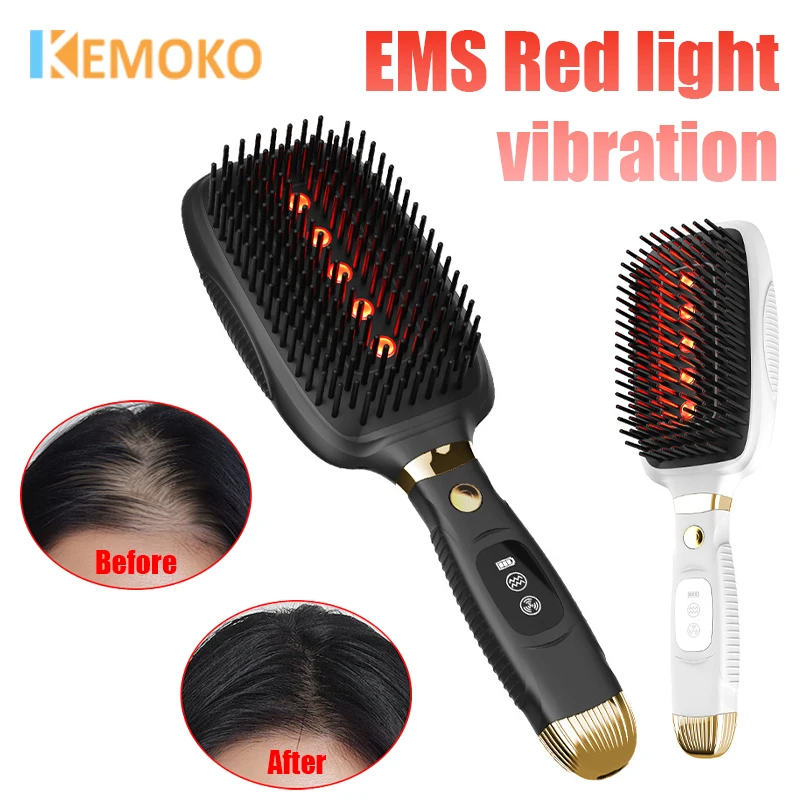 

EMS Electric Scalp Massage Comb Anti Hair Loss Red Light Therapy Hair Growth Massage Scalp Brush Liquid Oil Applicator Hair Care