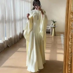 Flechazo Saudi Arabia Evening Dress Scoop Neck Long Sleeves A-Line Floor Length Women Party Gowns for Wedding Guest Custom