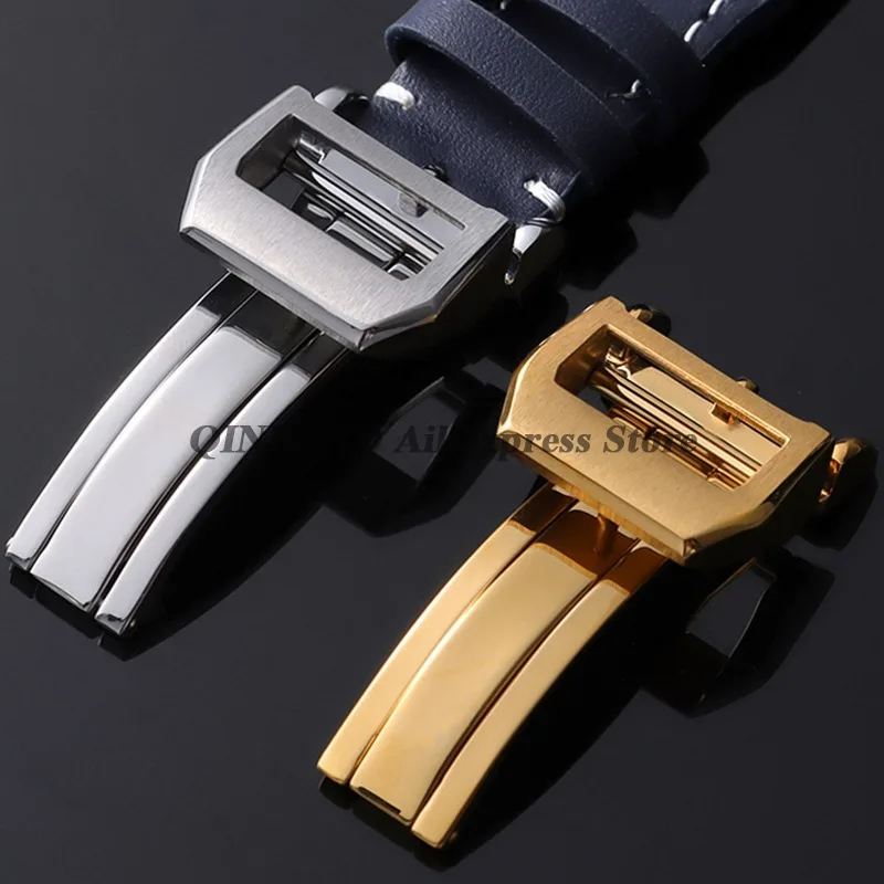 18mm Silver Black Rose Gold Deployment Watch Buckle Stainless Steel Folding Buckle Rubber Leather Strap Clasps Nylon Band Button