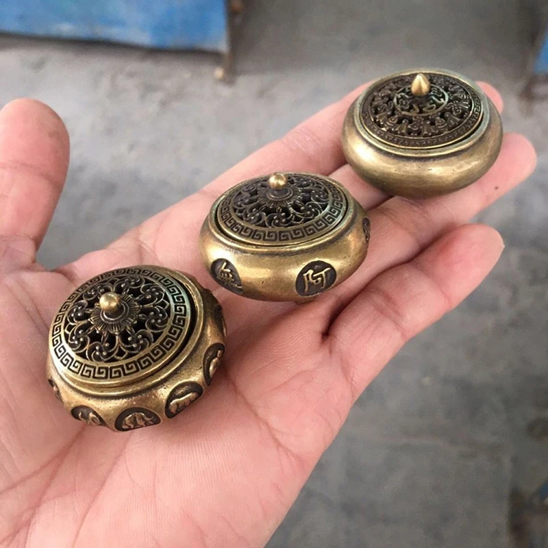 1PCS Retro Opper Incense Burner Brass Incense Holder With Sandalwood Cense Buddhism Home Decor