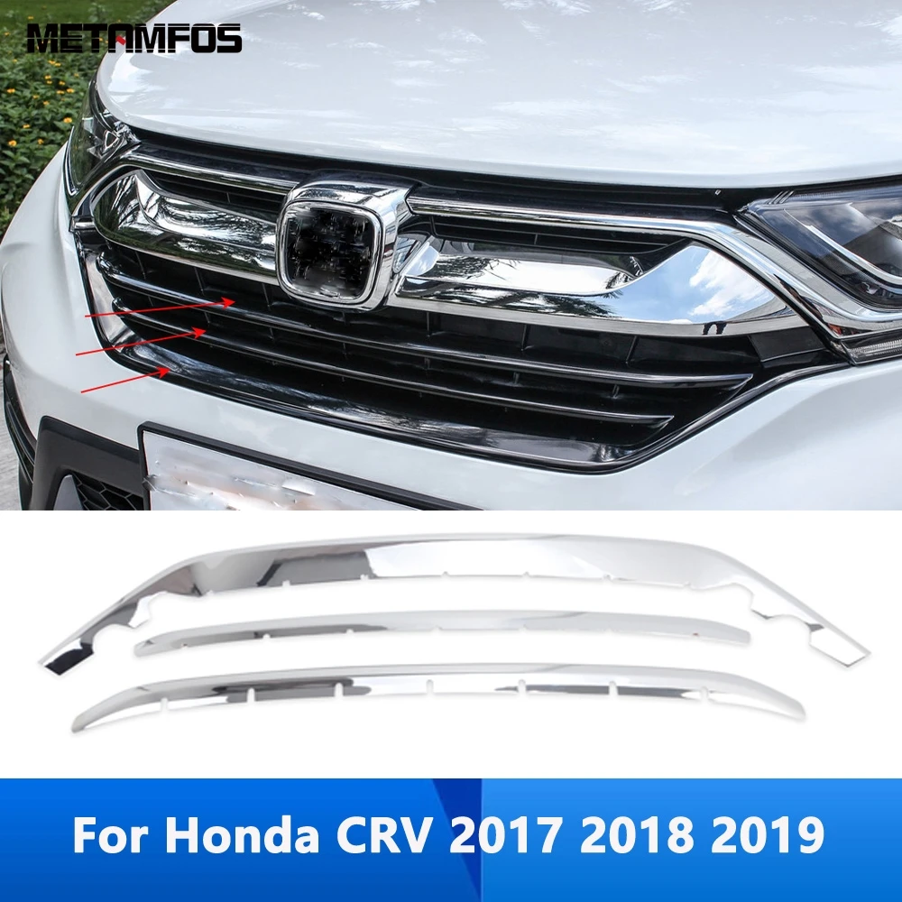 For Honda CR-V CRV 2017 2018 2019 Carbon Fiber Front Bumper Center Grille Raing Grill Strip Molding Trim Accessories Car Styling