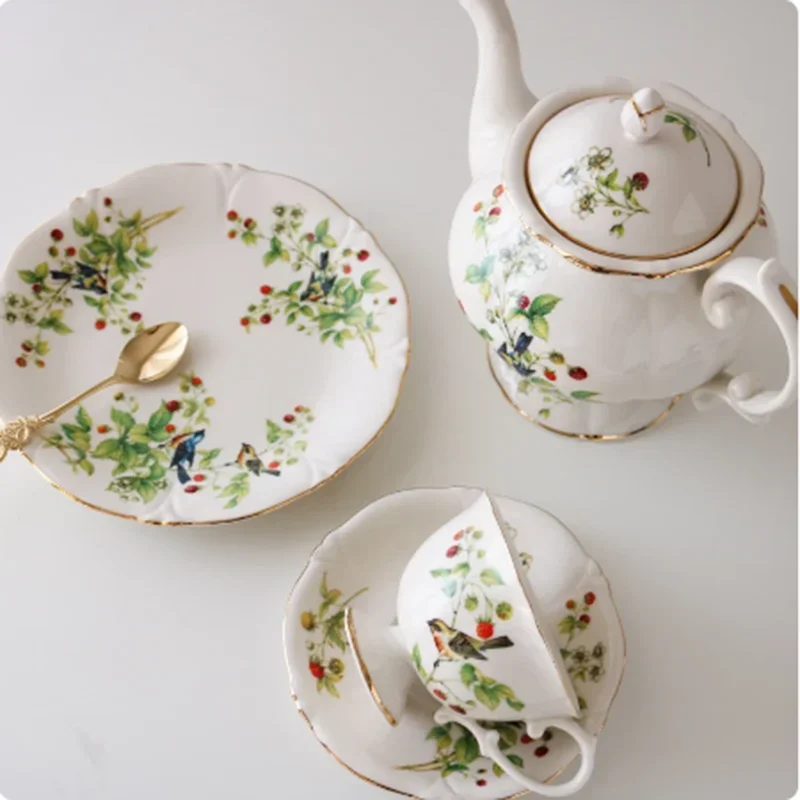 Rose Bone China Coffeeware, Coffee Cup Saucer, Dinner Dessert Flat Soup Plates, Rice Noodle Salad Bowls, Kitchenware