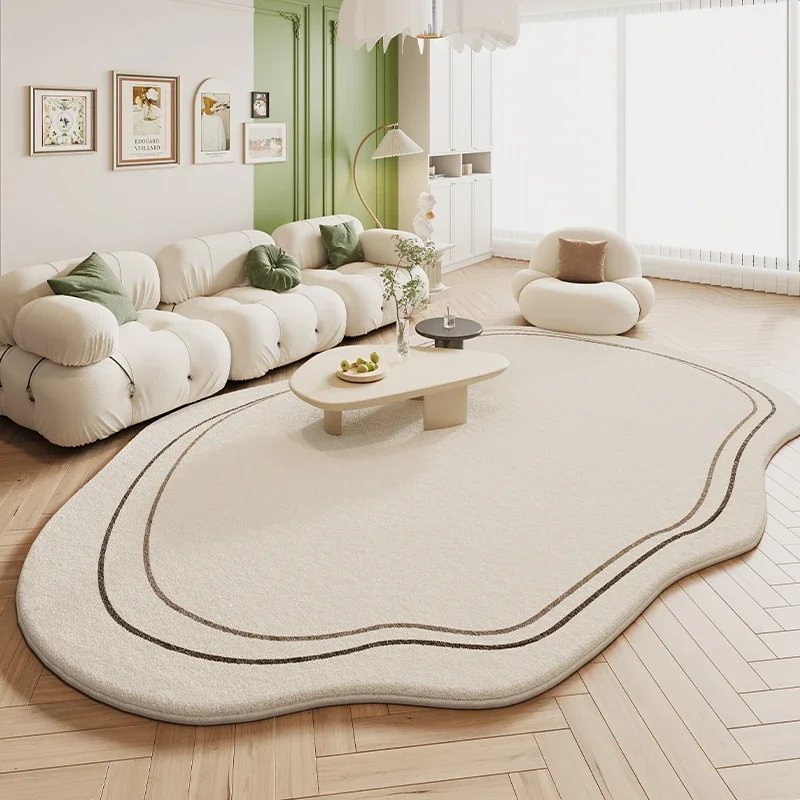 Green Cream Rugs for Bedroom Large Area Living Room Decoration Irregular Shape Carpet Soft Fluffy Lounge Rug Anti-slip Study Mat