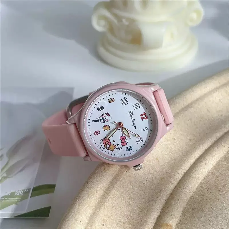 Hello Kitty Children's watch Cartoon watches Student Electronic Silicone strap Quartz Watch Party Kids Girls Gifts