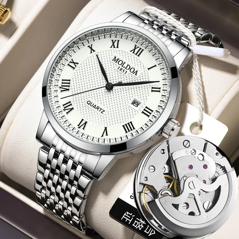 Watch Men's Luminous Calendar Double-sided Butterfly Buckle Waterproof Fake Mechanical Watch Hollow Out Men Watches Clock