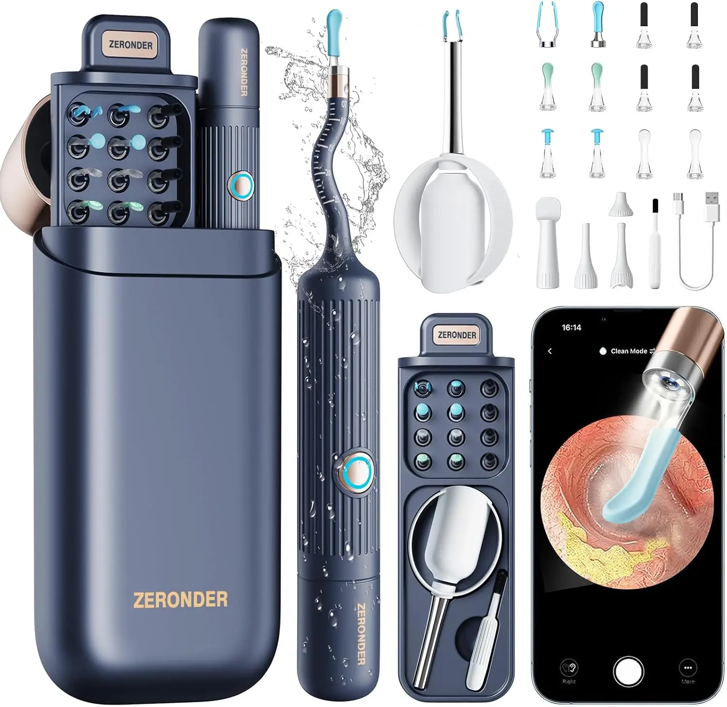 

Камера для удаления ушной серы с гибким эндоскопом - Визуальный очиститель ушей 1080P HD для взрослых и детей, безопасное домашнее использование