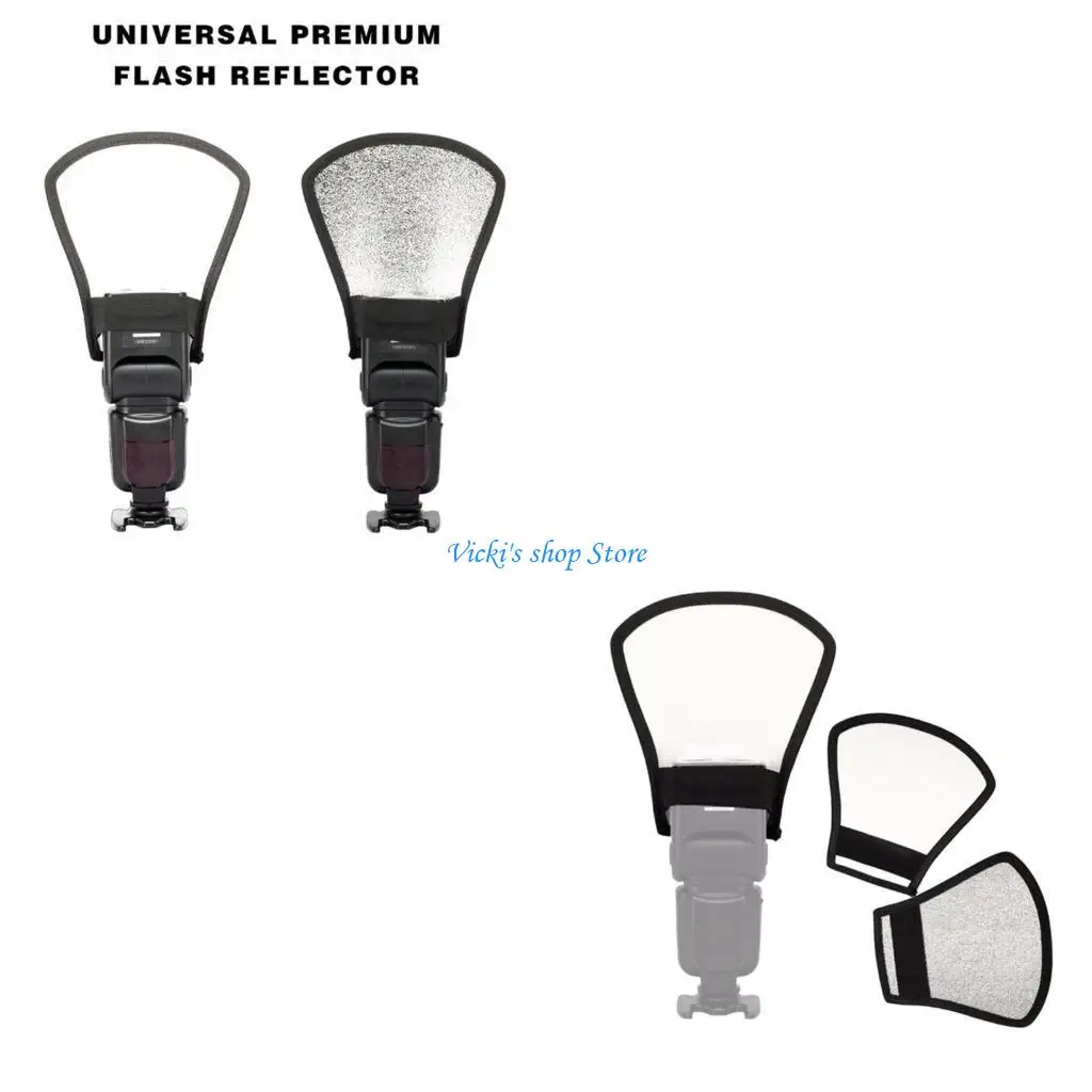 

Portable Flash Light Diffuser Reflector 2-in-1 Silver/White Camera Diffusor