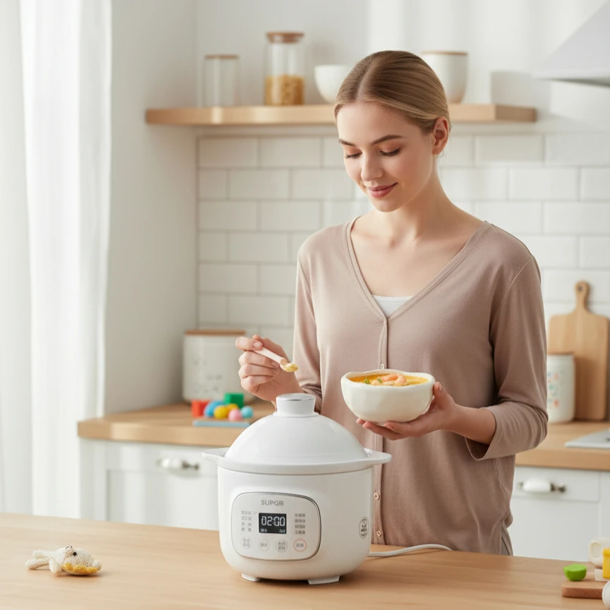 Supor-olla de comida complementaria para bebé, pequeña olla eléctrica para estofado de arroz, olla bb, taza para estofado, olla arrocera para el hogar, máquina de cocina BB05S