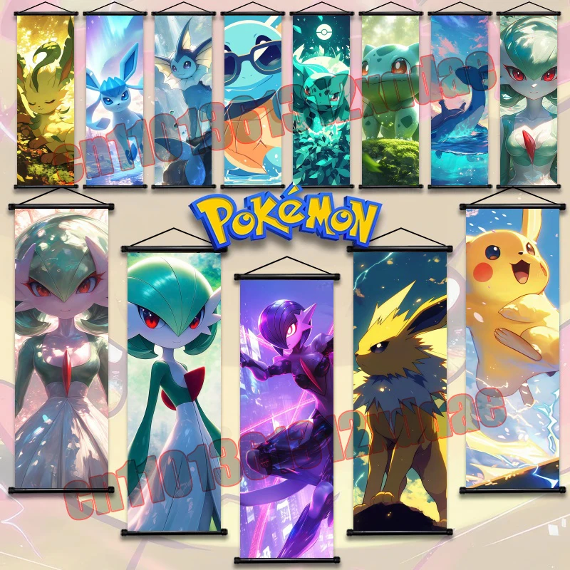 

Pokemon Cartoon Poster Modern Room Decoration Printing Art White Canvas Pokemon Scroll Painting Wall Art Deco Painting