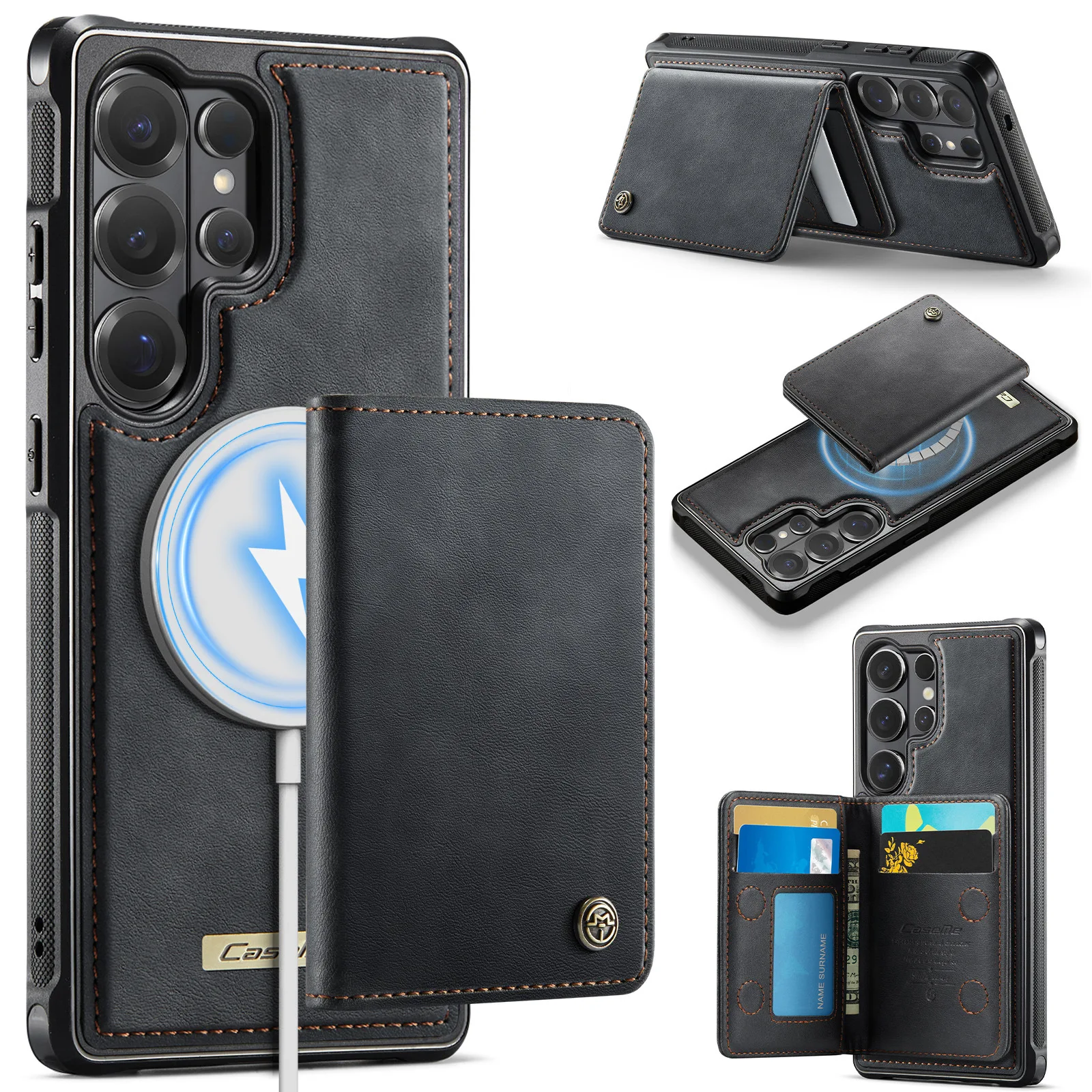 

Чехол для Samsung S26 S25 S24 S23 PLUS ULTRA, новый, с магнитным кардхолдером, противоударный, с полной защитой, поддержка беспроводной зарядки