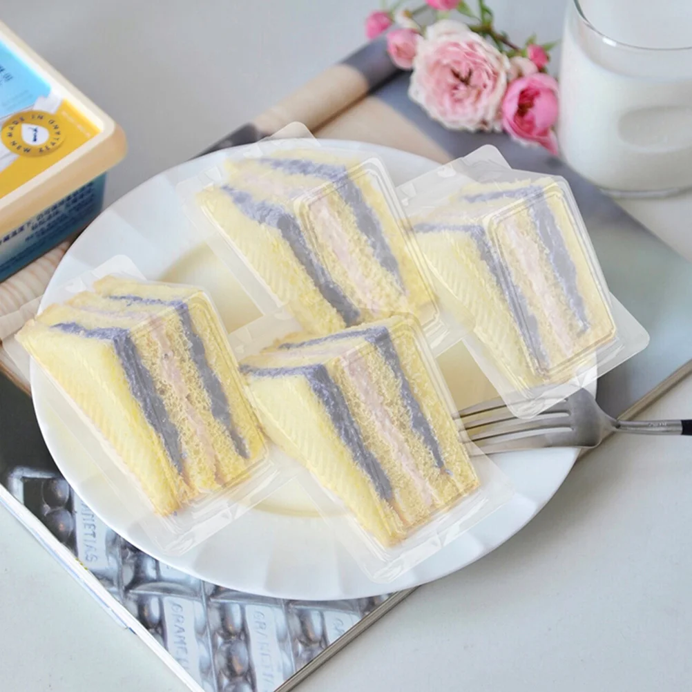 

60 Pcs Clear Plastic S wich Boxes Disposable Triangle Cake Dessert Containers Clamshell Food Packing Hamburger Storage