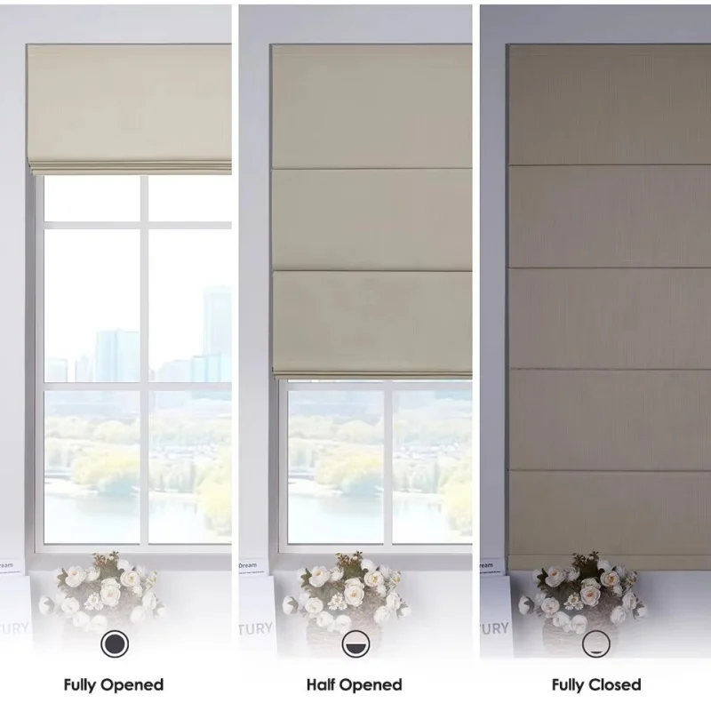 Customizable Shades Light Filtering Fabric Compatible With Google Intelligent Voice Control Electric Roman Blinds For Window