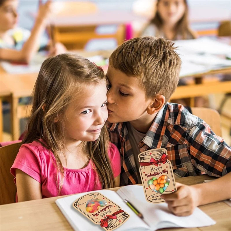 Tarjetas de regalo para el Día de San Valentín para niños, 48 piezas, intercambio en el aula, paquete divertido, fácil de instalar