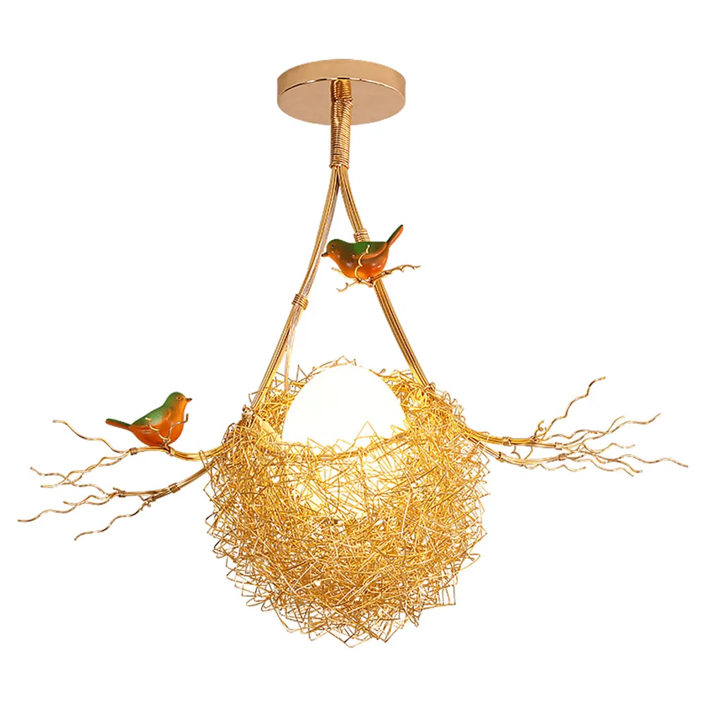 

Postmodern Gold Bird's Nest Ceiling Chandeliers Lighting for Living Dining Room Loft Bedroom Kichen Decor Hanging Pendant Lamps