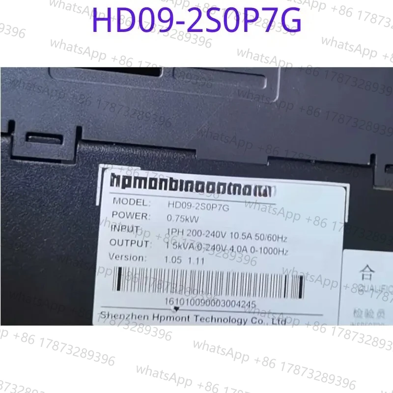 O teste de função do conversor de frequência usado HD09-2S0P7G é OK