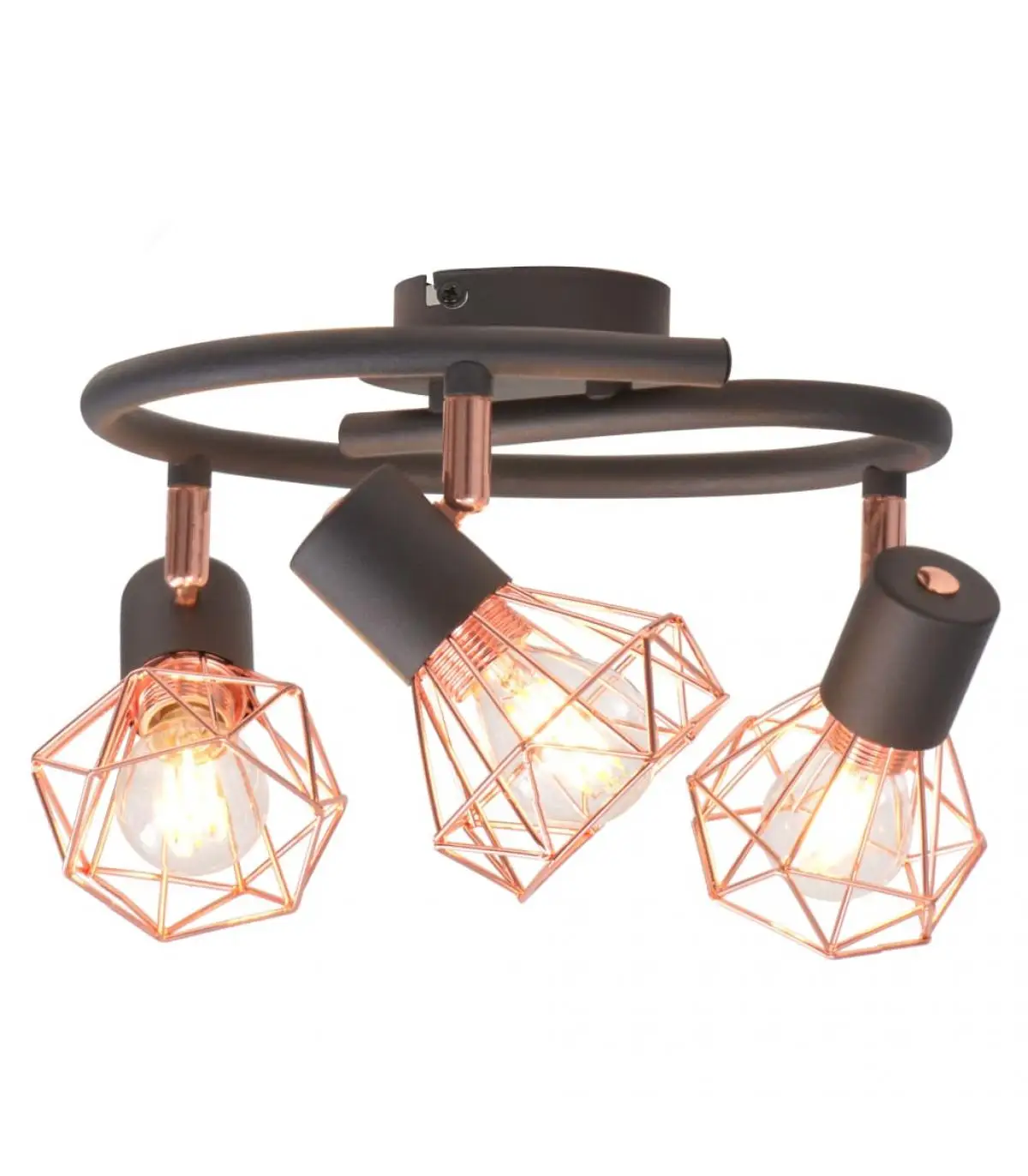 Ceiling sconces ceiling lamp with 3 spotlights E14 black and copper