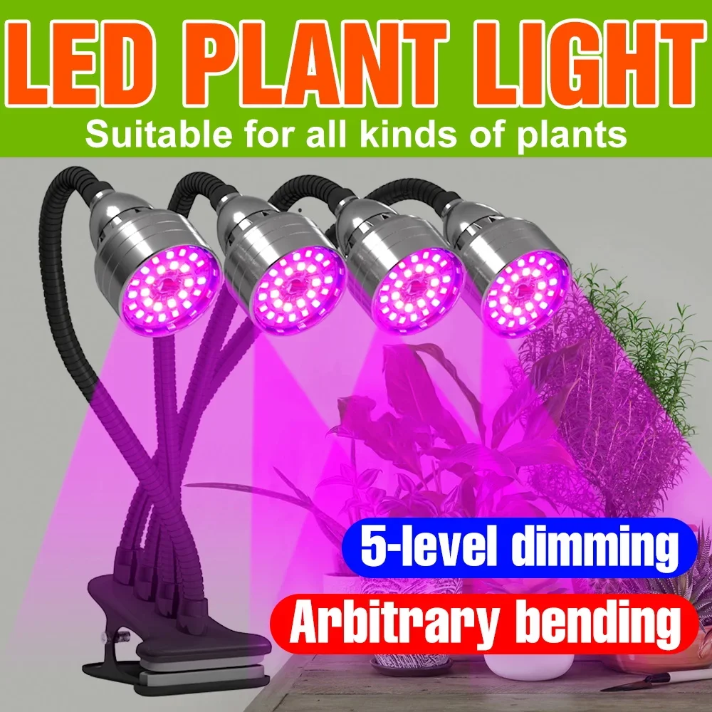 

USB DC5V LED Indoor Grow Light Full Spectrum Cultivation Plant Lamp 1/2/3/4Heads Potted Succulent Flowers Growbox Fill Lighting