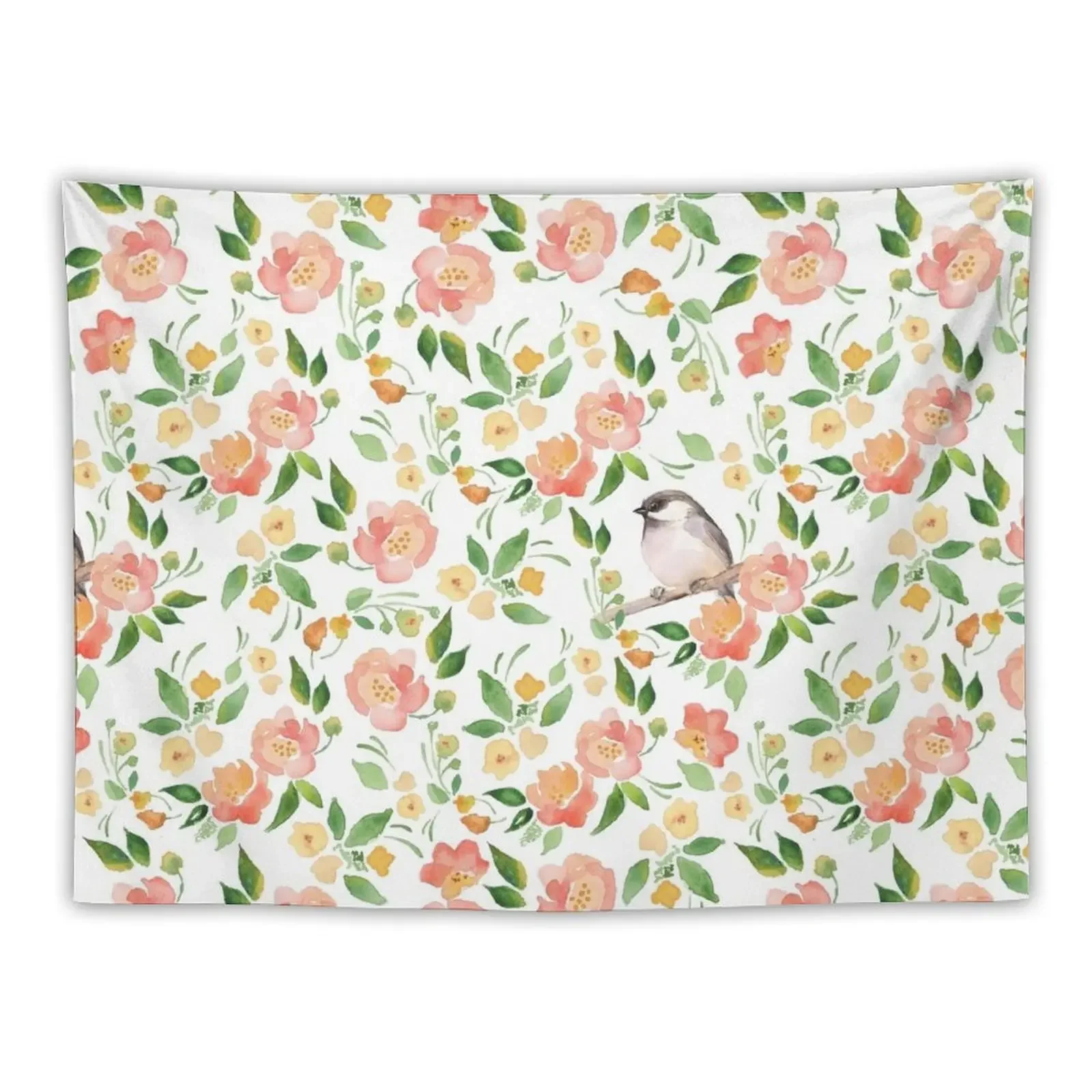 

Bird and flowers. Spring watercolor pattern Tapestry Room Decorations Aesthetics Bathroom Decor Living Room Decoration Tapestry