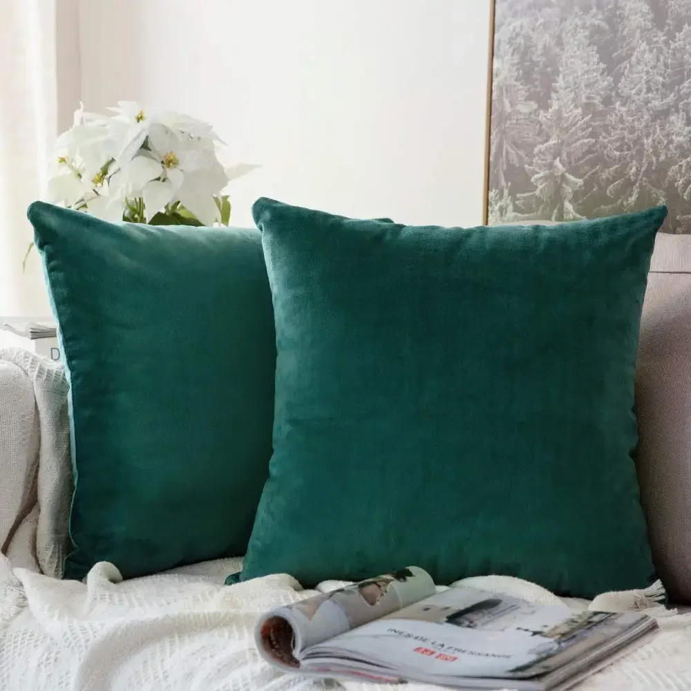 Dark Green Cushion Cover Velvet Decorative Throw Pillow Cover for Living Room Sofa Home Pillow Case 30x50cm 50x50cm 45x45cm