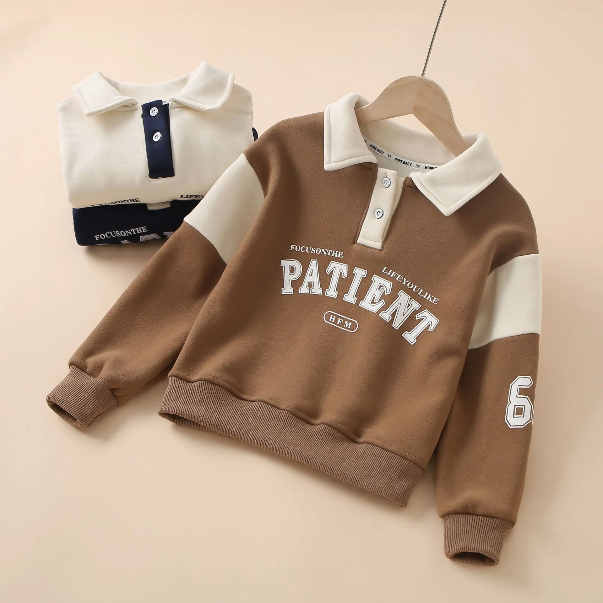 

1pcs Children's Letter Print T-shirt Spring Autumn Lapel Long Sleeved Tee Boys Top Fashion Kids Wear Polo Clothing Baby T-shirts