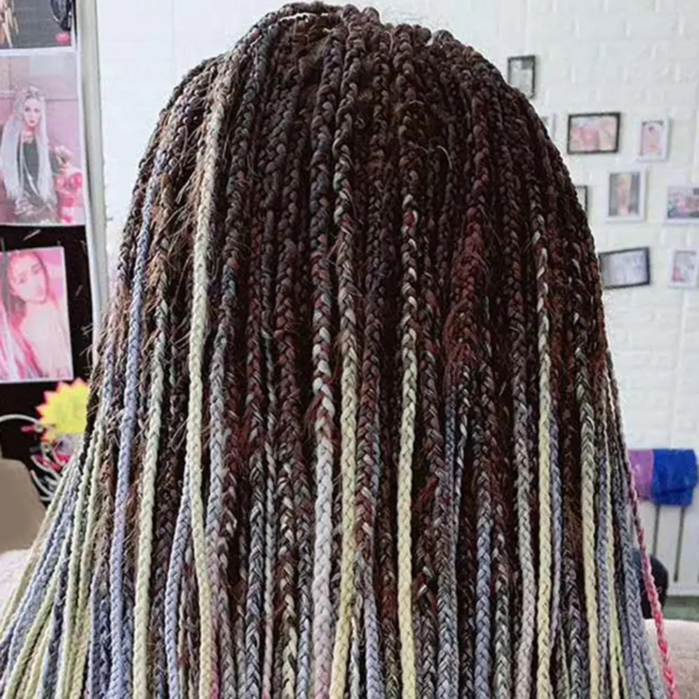 Peluca trenzada de Color degradado de 60cm, extensión de cabello de cola de caballo sucia, accesorios para el cabello de Club, diadema de peluca