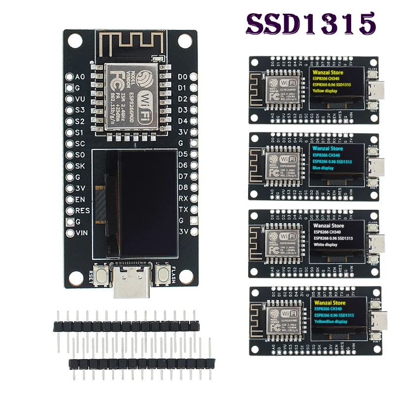 NodeMCU ESP8266 Development Board SSD1315 0.96 inch OLED Display CH340G ESP-12F WiFi Module TYPE-C USB  For Arduino/Micropython