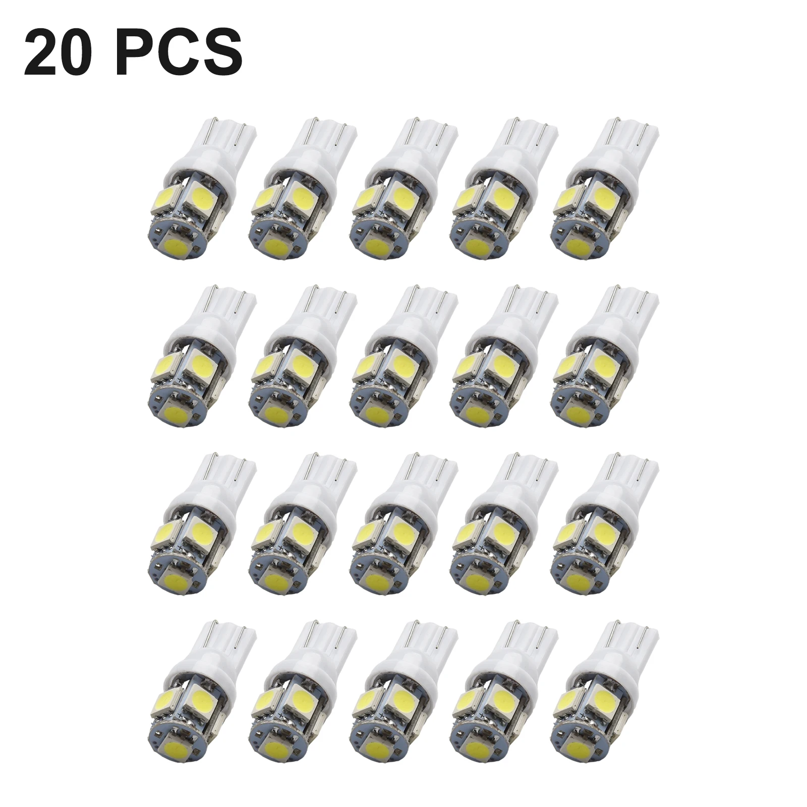 10pair Car LED Bulbs For T10 5050 White License Plate Interior LED Reading Lights 6000K 5W White LED Signal Lights Auto Parts