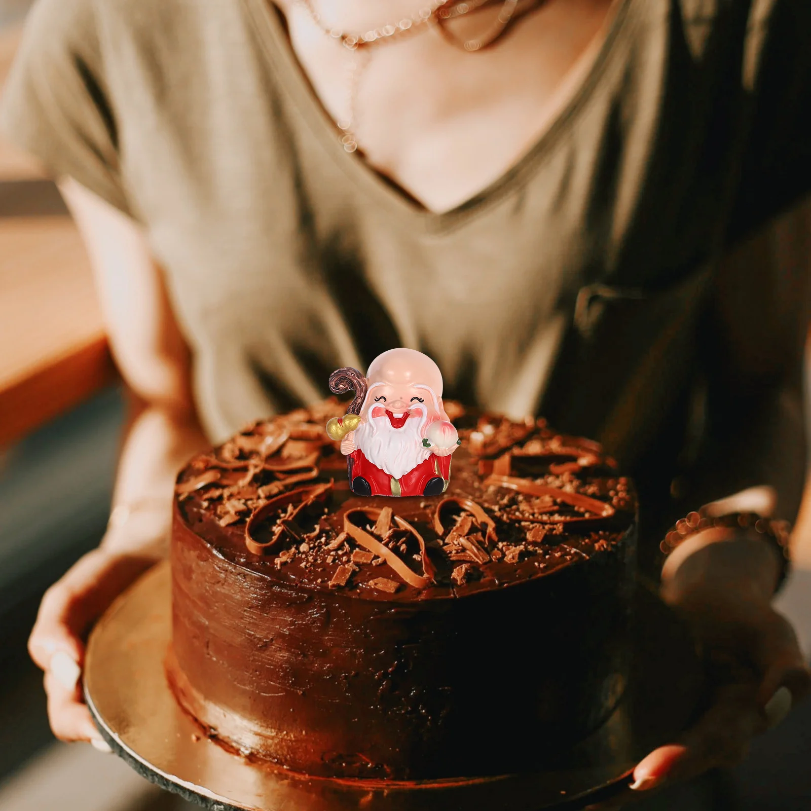 

3pcs Cake Decoration Miniature Figurines Resin Chinese Elders Statue For Birthday Party Cupcake Ornament Home Decor Gift