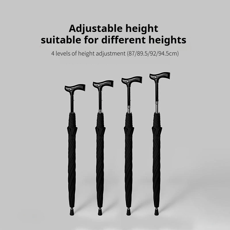 Parachase Strong Walking Cane Umbrella Windproof Adjustable Long Handle Crutches Umbrella Men Women Big Golf Umbrella Waterproof