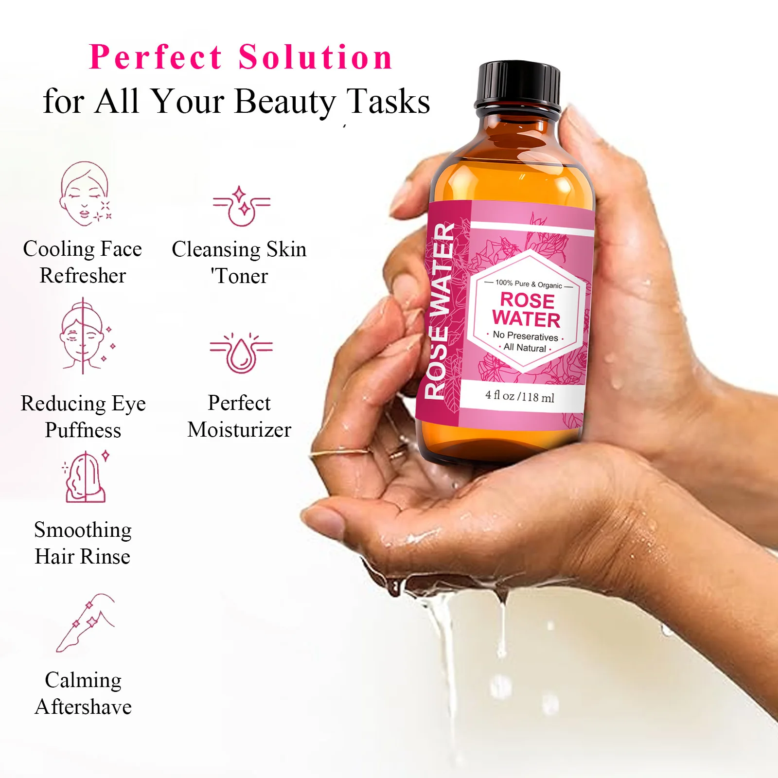 Morocco Rose Water Spray Makeup Front Sensitive Skin Wet Compress Water Moisturizing Repair Soothing Toner Nourishing Hair