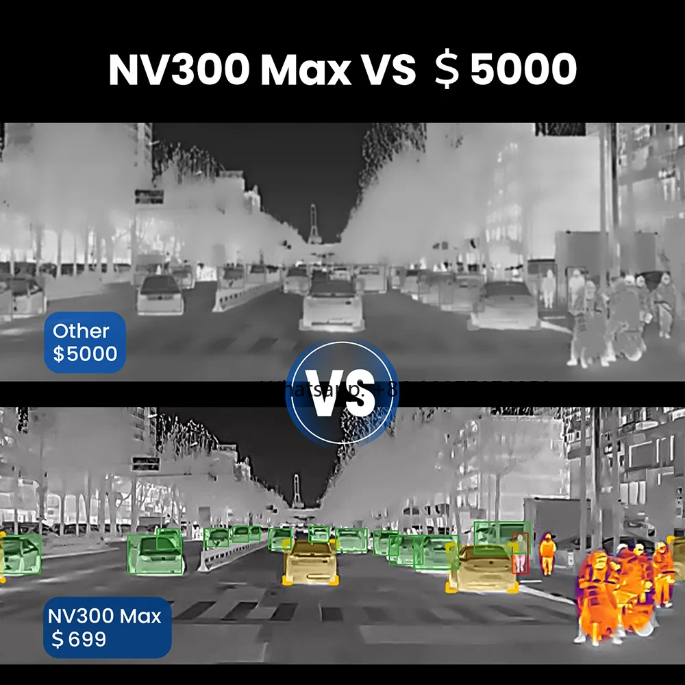 NV300 Max Night Vision Car Camera 6.4 Inch Screen Thermal Imaging Camera Voice Control Video Record WIFI Support