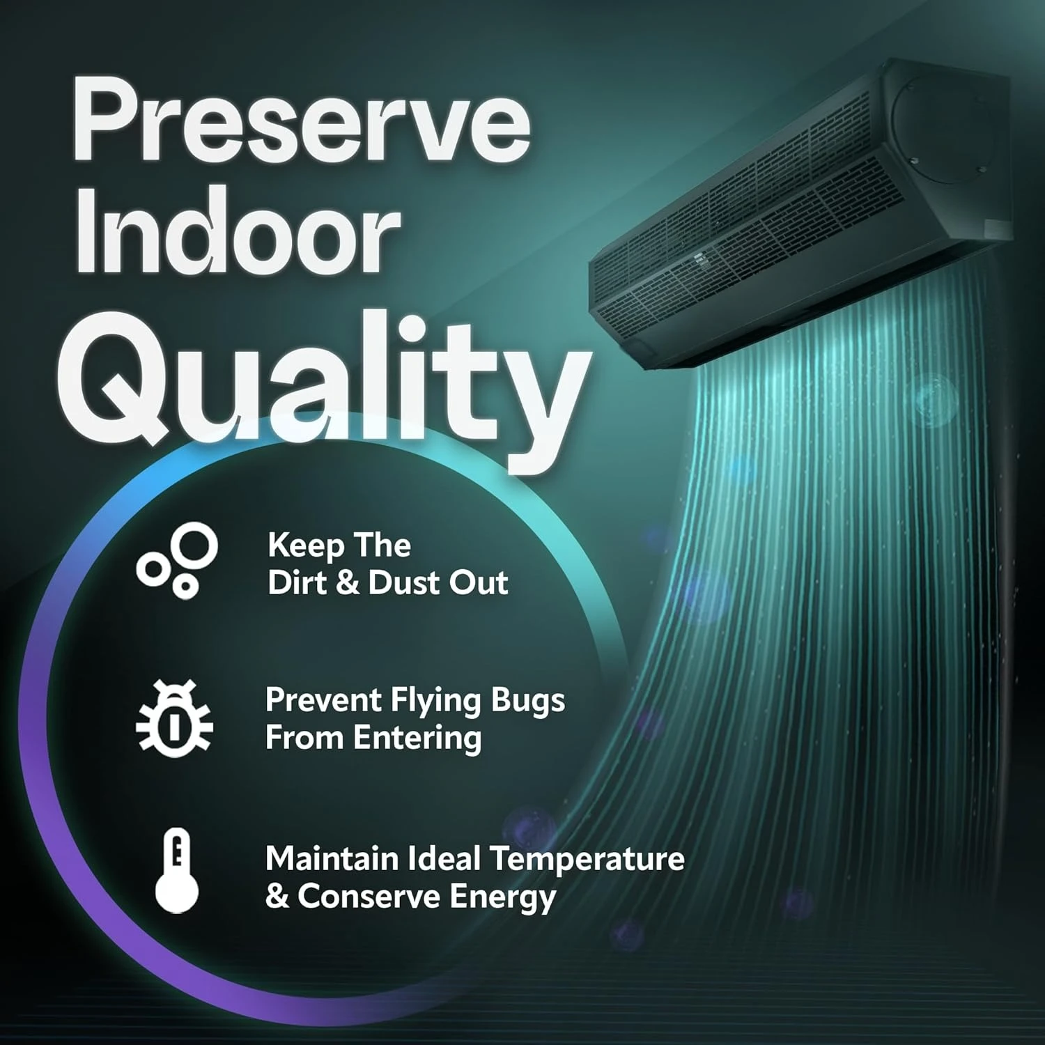 ستارة هوائية مثبتة على الحائط للباب، مروحة تحت الباب المنزلق تحرك منفاخ ستارة الهواء لطرد البعوض