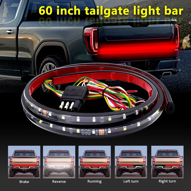 60 Inch LED Truck Tailgate Light Bar Strip Tail Brake Backup Reverse Turn Signal Running Lights For Pickup Trailer SUV RV VAN Ca