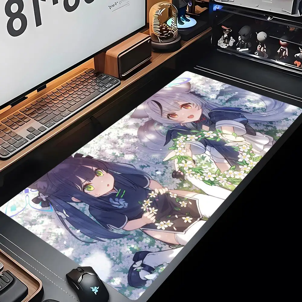 Anime girl Blue Archive Mouse Pad Gaming Mousepad Abstract Large couple 800x400mm MouseMat Gamer XXL Mause Carpet PC Desk