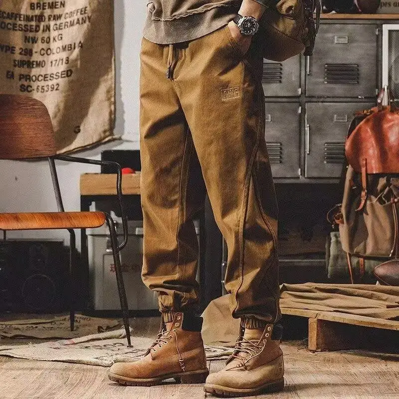 

Retro Casual Men's Long Pants Loose Waist Trousers Harlan Workwear Sle Elastic Hem Autumn Winter New Design Korean Version