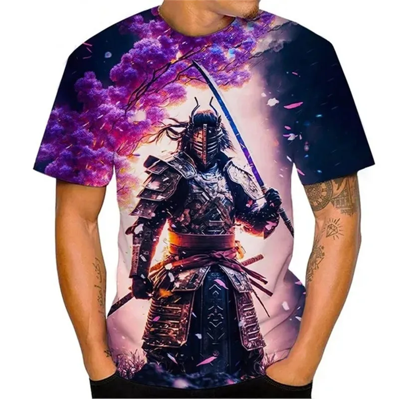 New T-Shirts Japanese Samurai 3D Printed Men Women Fashion Streetwear Oversized Short Sleeve T Shirt Male Tees Tops Man Clothing