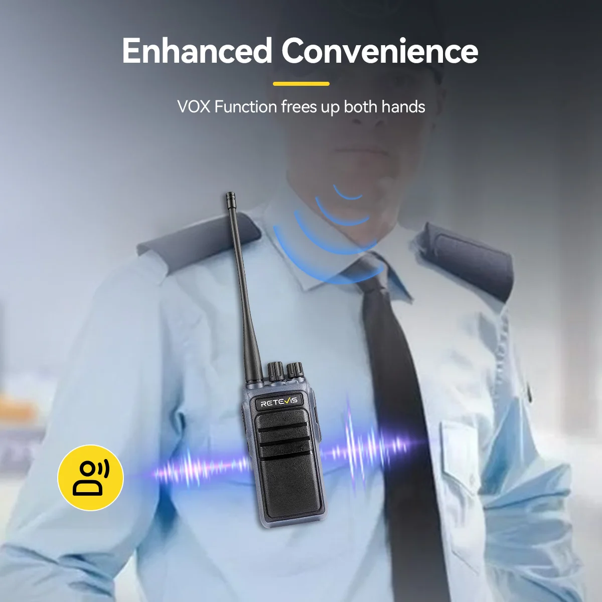 Retevis C64 Walkie Talkie 5W VHF UHF Handheld wiederaufladbares Radio Sprachsteuerung Langlebiges Typ-C-Radio für Baustellen – Detail 9